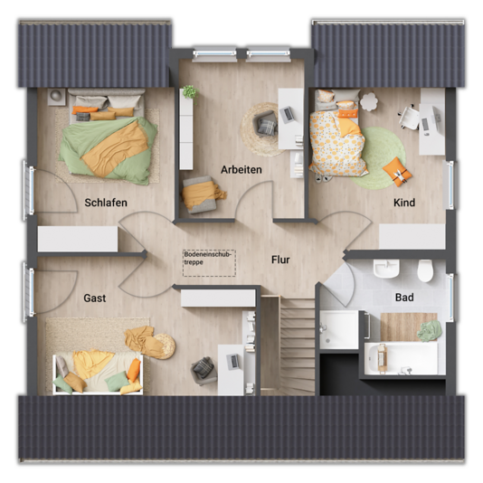 Grundriss Einfamilienhaus Nordic 143 Dachgeschoss
