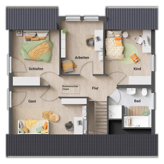 Grundriss Einfamilienhaus Nordic 143 Dachgeschoss