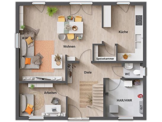 Grundriss Einfamilienhaus Nordic 143 V3 EG