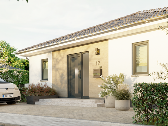 Willkommen im ERA 131 Straßenansicht des Aktionshauses ERA 131 mit Fokus auf den modernen Eingangsbereich und die Haustür