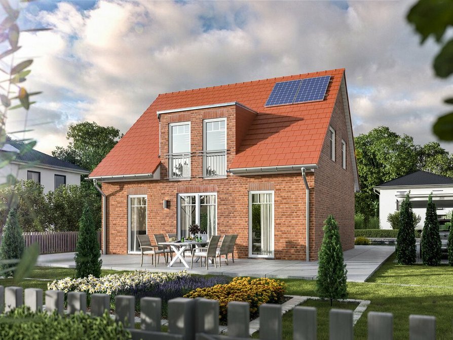 Das Einfamilienhaus Flair 113 in Klinker mit rotem Satteldach